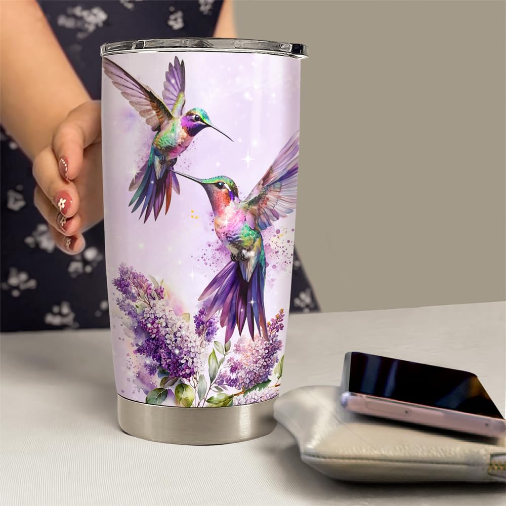 SANDJEST Hummingbird Tumbler 20oz grip-design ensures comfortable handling during activities.