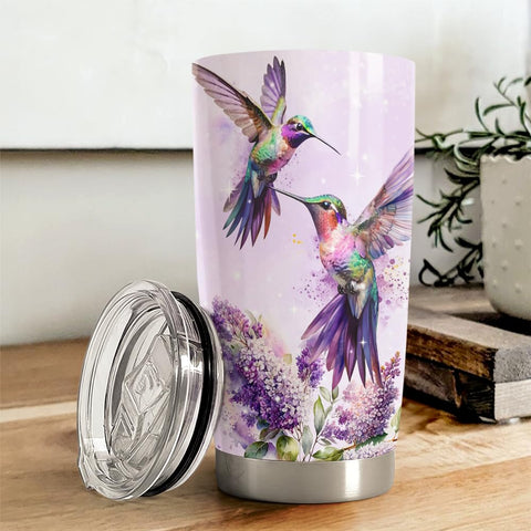 SANDJEST Hummingbird Tumbler 20oz lid-closure to prevent spills during activities.