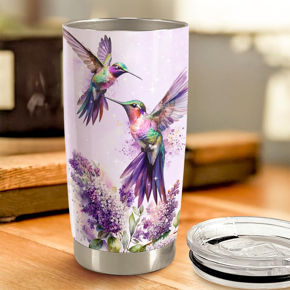 SANDJEST Hummingbird Tumbler 20oz stainless-steel body offers durable everyday use.