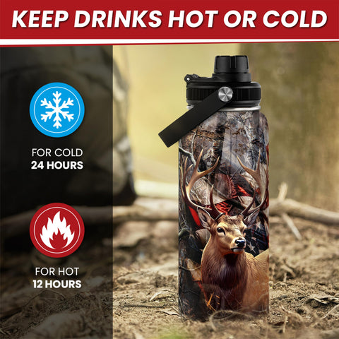 SANDJEST hunting bottle 32oz fits in backpack pockets for travel and hikes