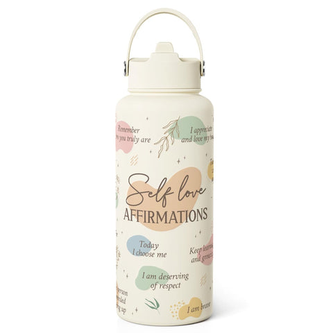 SANDJEST Inspiration Bottle 32oz with lid enables convenient on-the-go hydration.