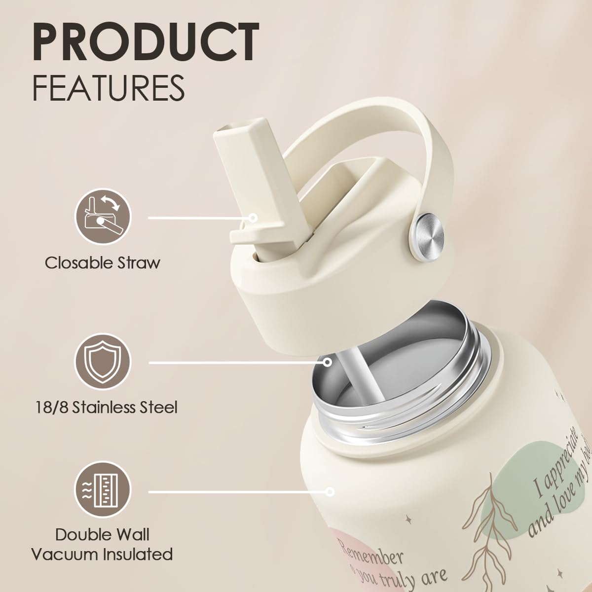 SANDJEST 32oz bottle highlights ergonomic grip for comfortable daily use.