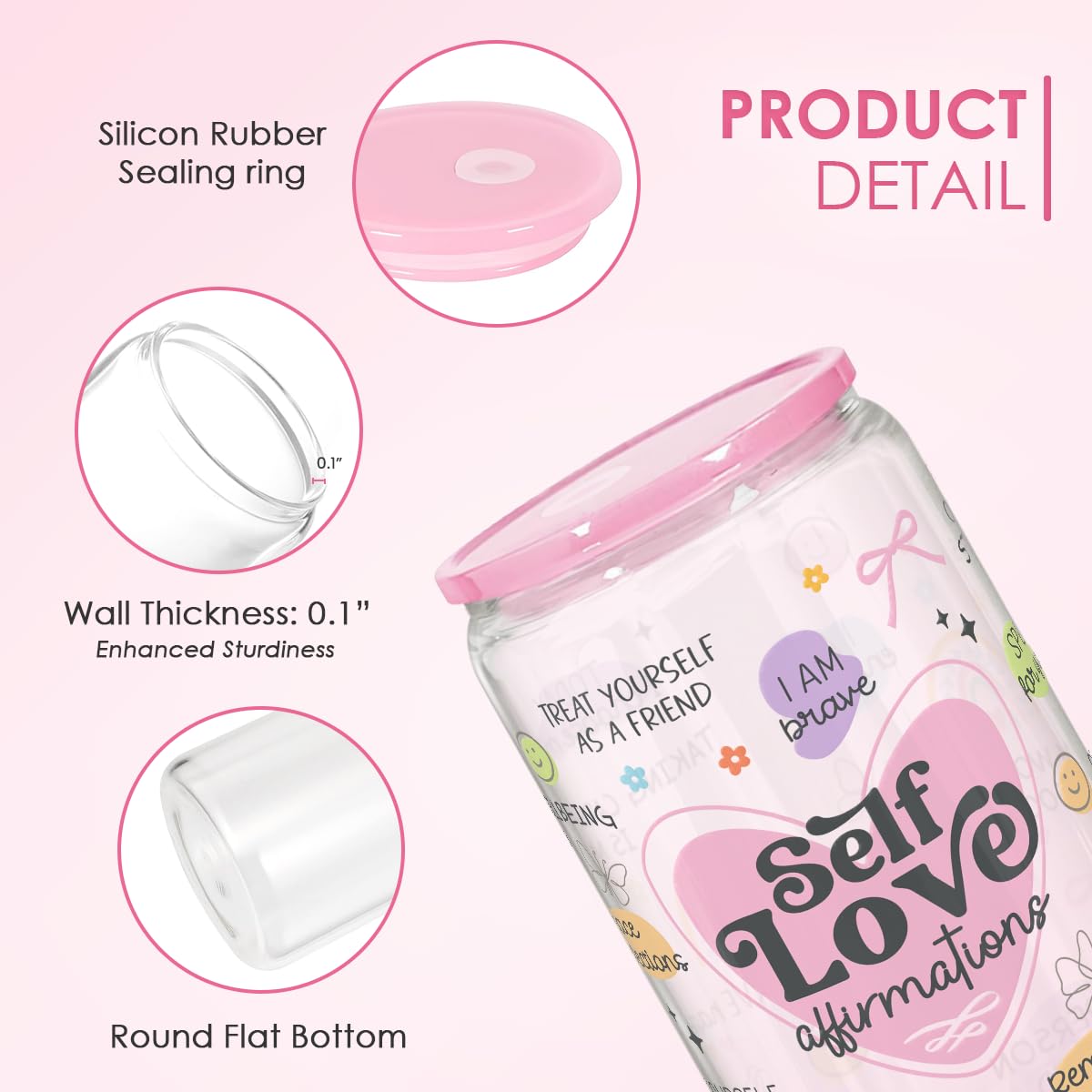 SANDJEST Inspiration Glass Can glass straw assembly for easy cleaning.