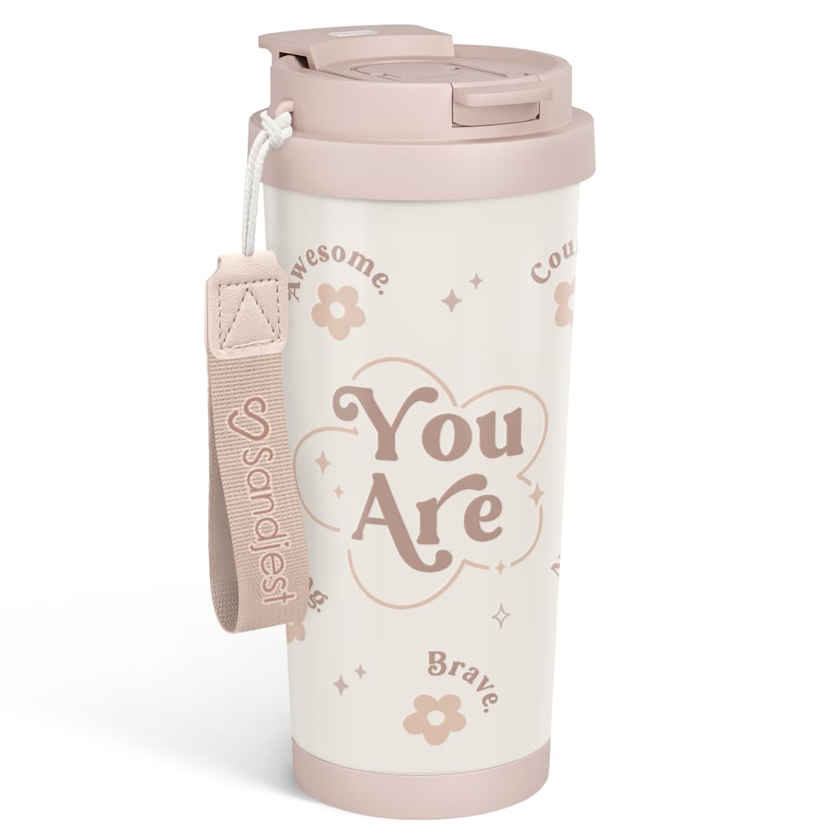 SANDJEST Inspiration Tumbler 18oz stainless steel for reliable daily hydration on the go.