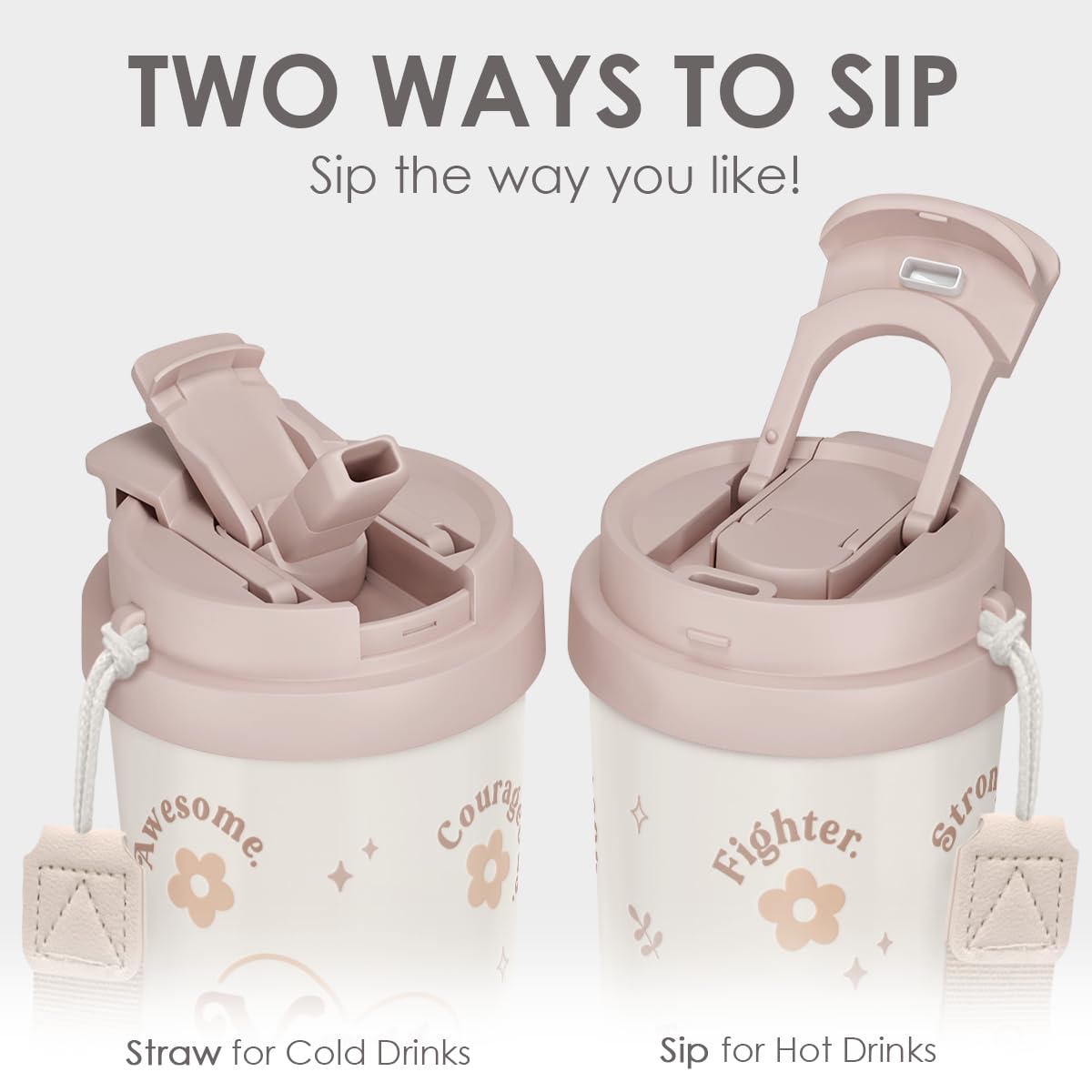 SANDJEST Inspiration Tumbler insulated double-wall keeps drinks at the right temperature.