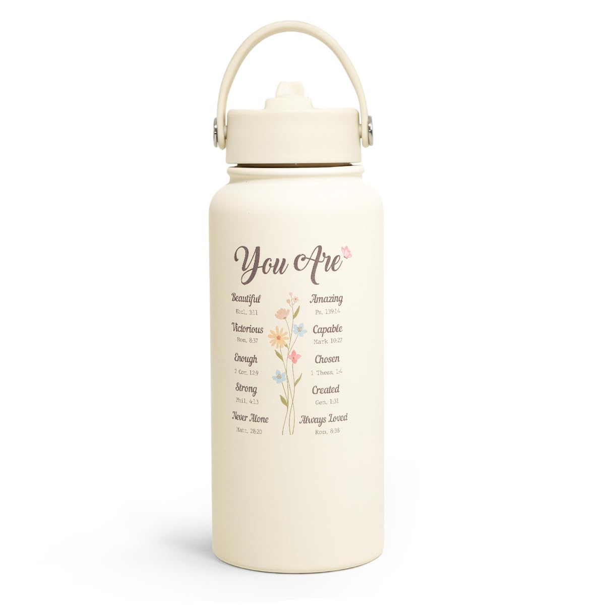 SANDJEST Inspiration Water Bottle 32oz with insulated stainless steel keeps drinks cold on the go.