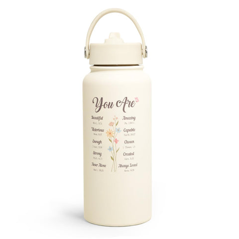 SANDJEST Inspiration Water Bottle 32oz with insulated stainless steel keeps drinks cold on the go.