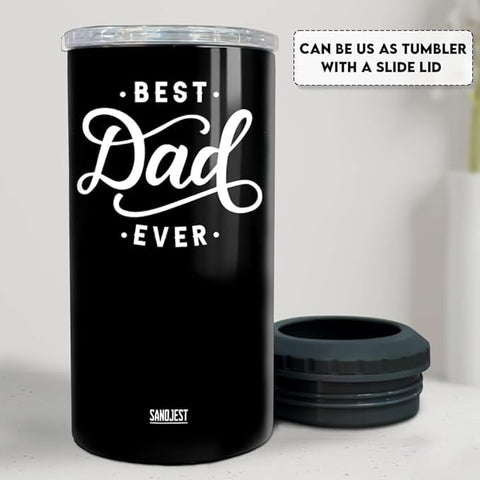 SANDJEST insulated can cooler with sweat-free exterior for comfortable grip.