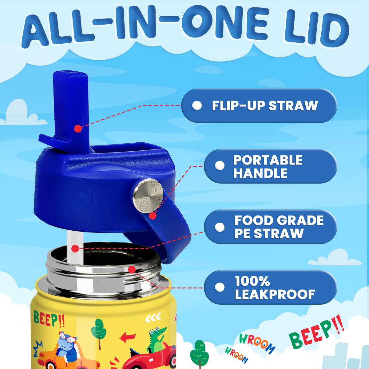 SANDJEST bottle with tight lid prevents spills during playtime.