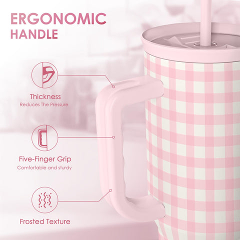 SANDJEST insulated stainless steel travel mug, 40oz capacity for all-day beverages.