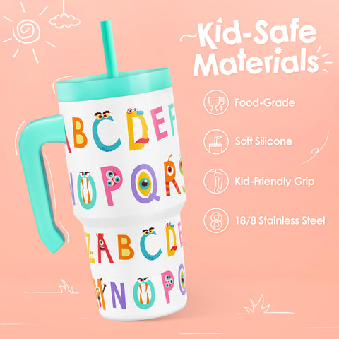 SANDJEST insulated kid tumbler keeps drinks cold or warm for hours