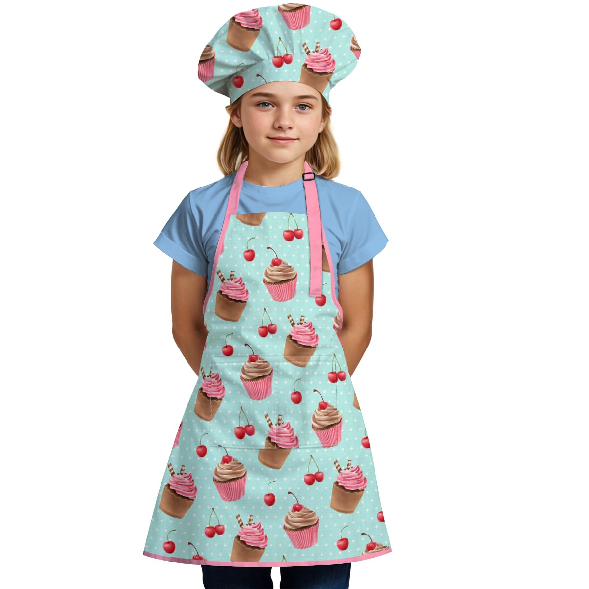 SANDJEST kid apron and chef hat set for playful culinary lessons.