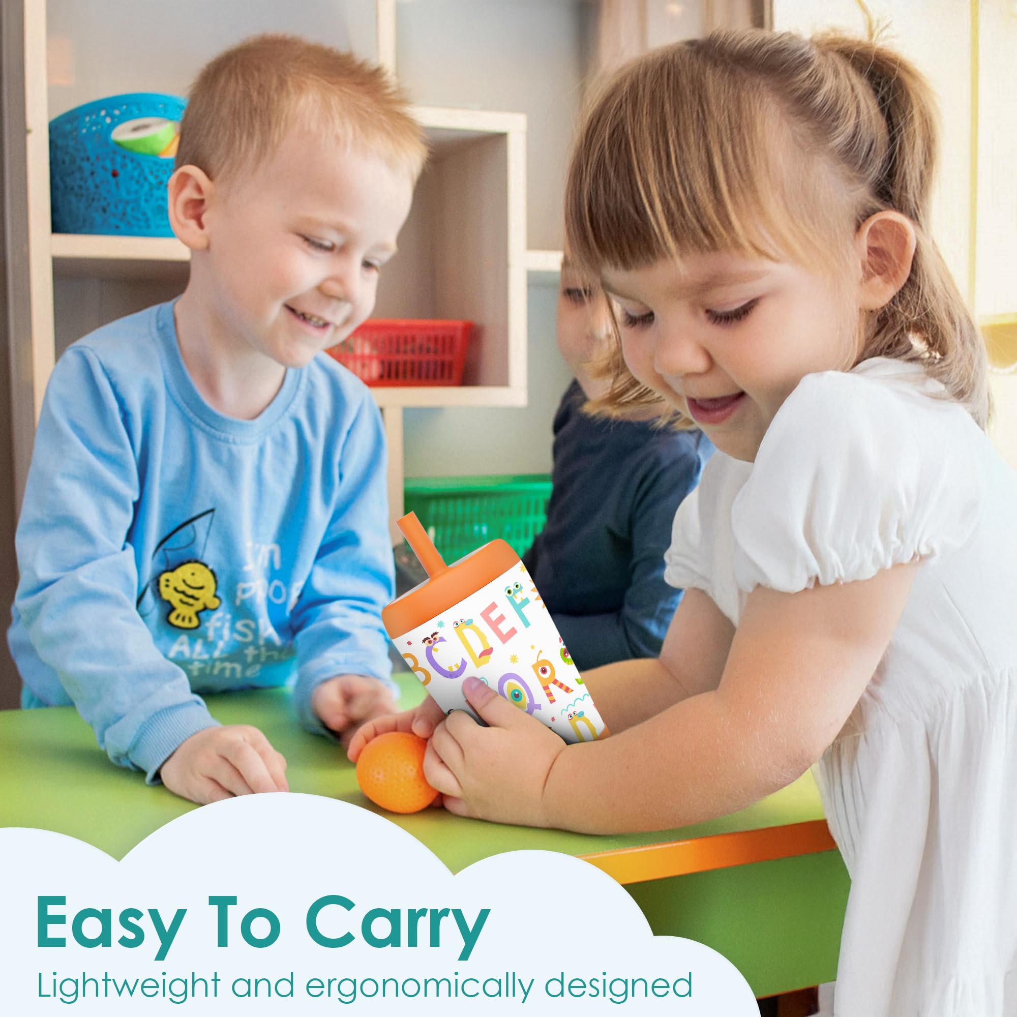 Sandjest kid tumbler with colorful patterns easy to spot during busy mornings