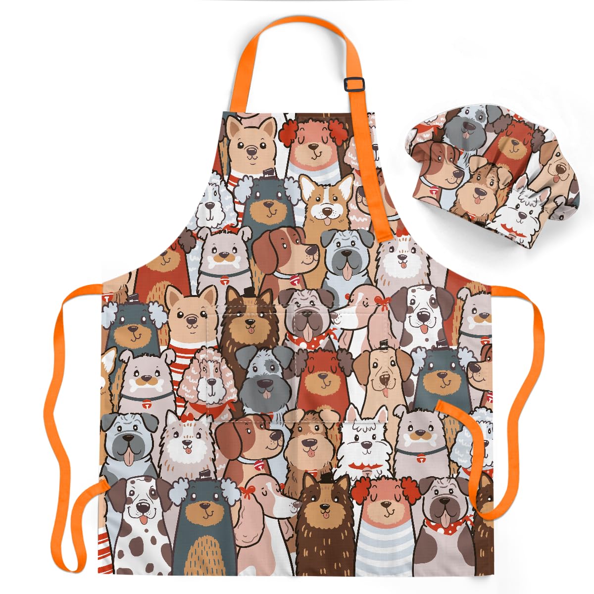 SANDJEST kids apron set front view for a playful cooking look