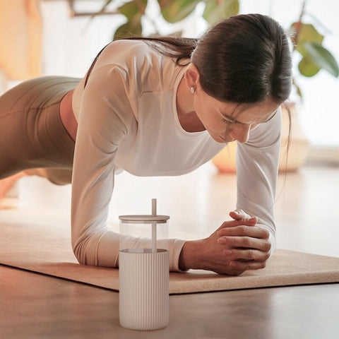 SANDJEST light brown tumbler adds subtle style to daily hydration.