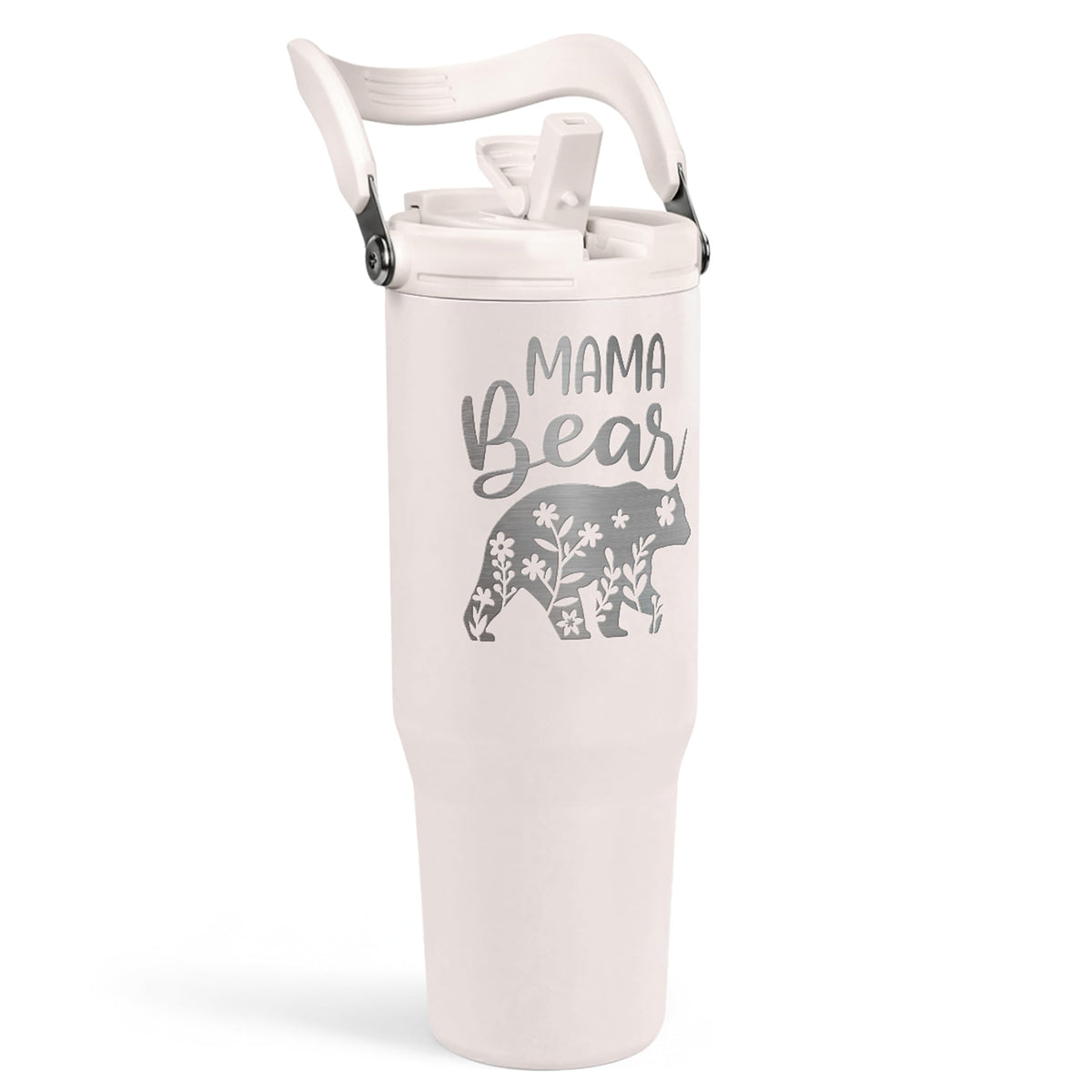 SANDJEST Mom Tumbler 30oz with handle and flip straw lid for on the go use