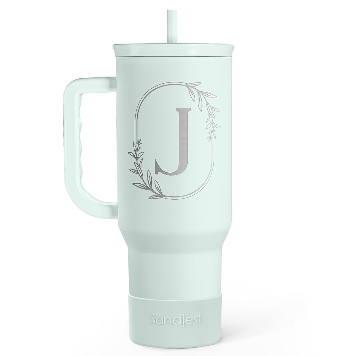 SANDJEST monogrammed 40oz tumbler with handle for easy daily hydration
