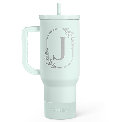 SANDJEST monogrammed 40oz tumbler with handle for easy daily hydration