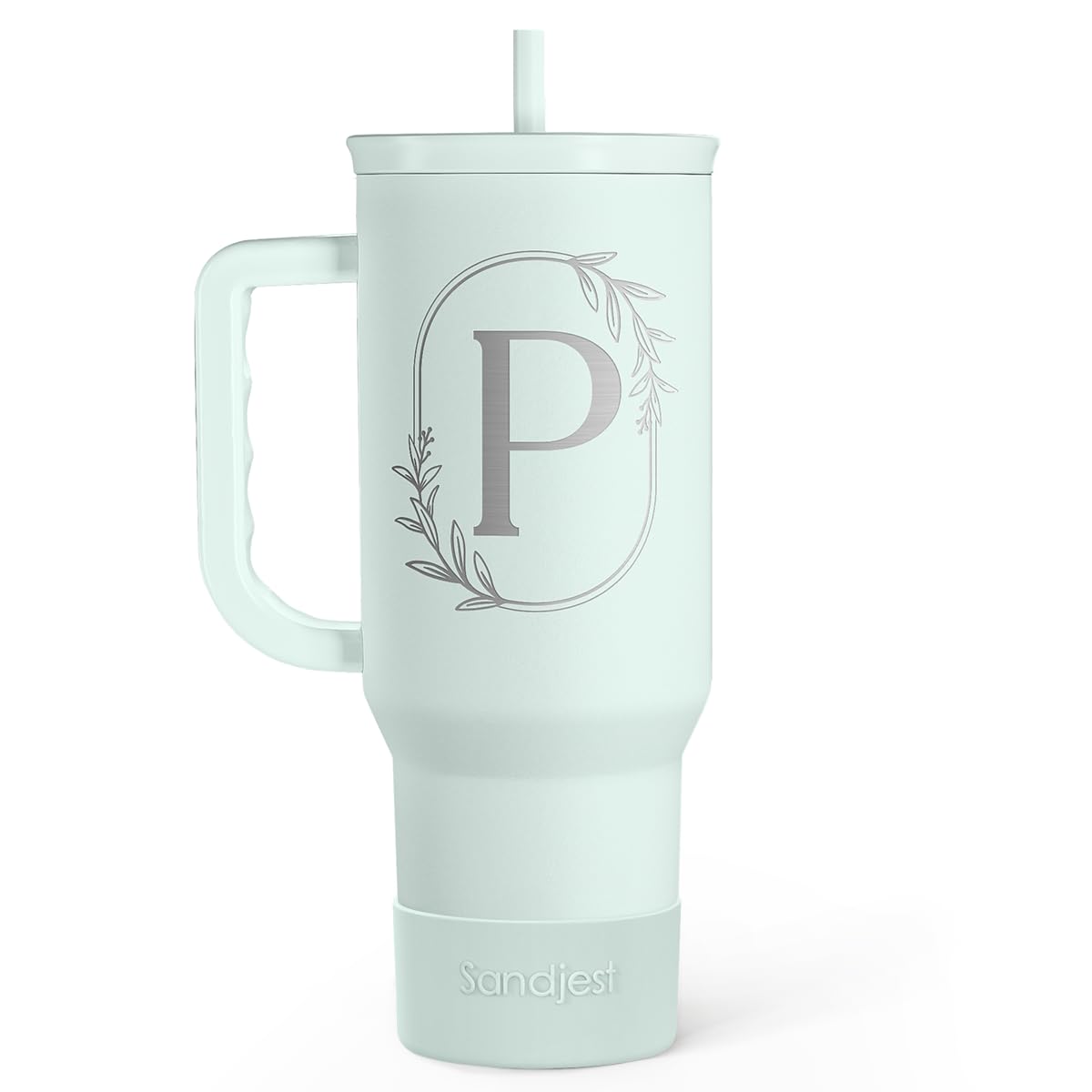 SandJest monogrammed tumbler 40oz with handle for stylish on-the-go hydration