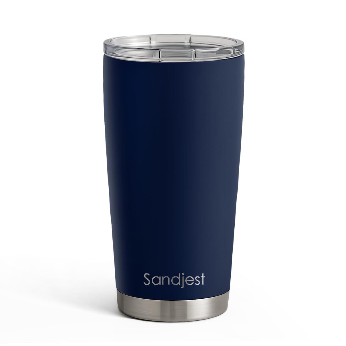 SANDJEST Navy Tumbler 20oz front view, durable stainless steel for daily hydration