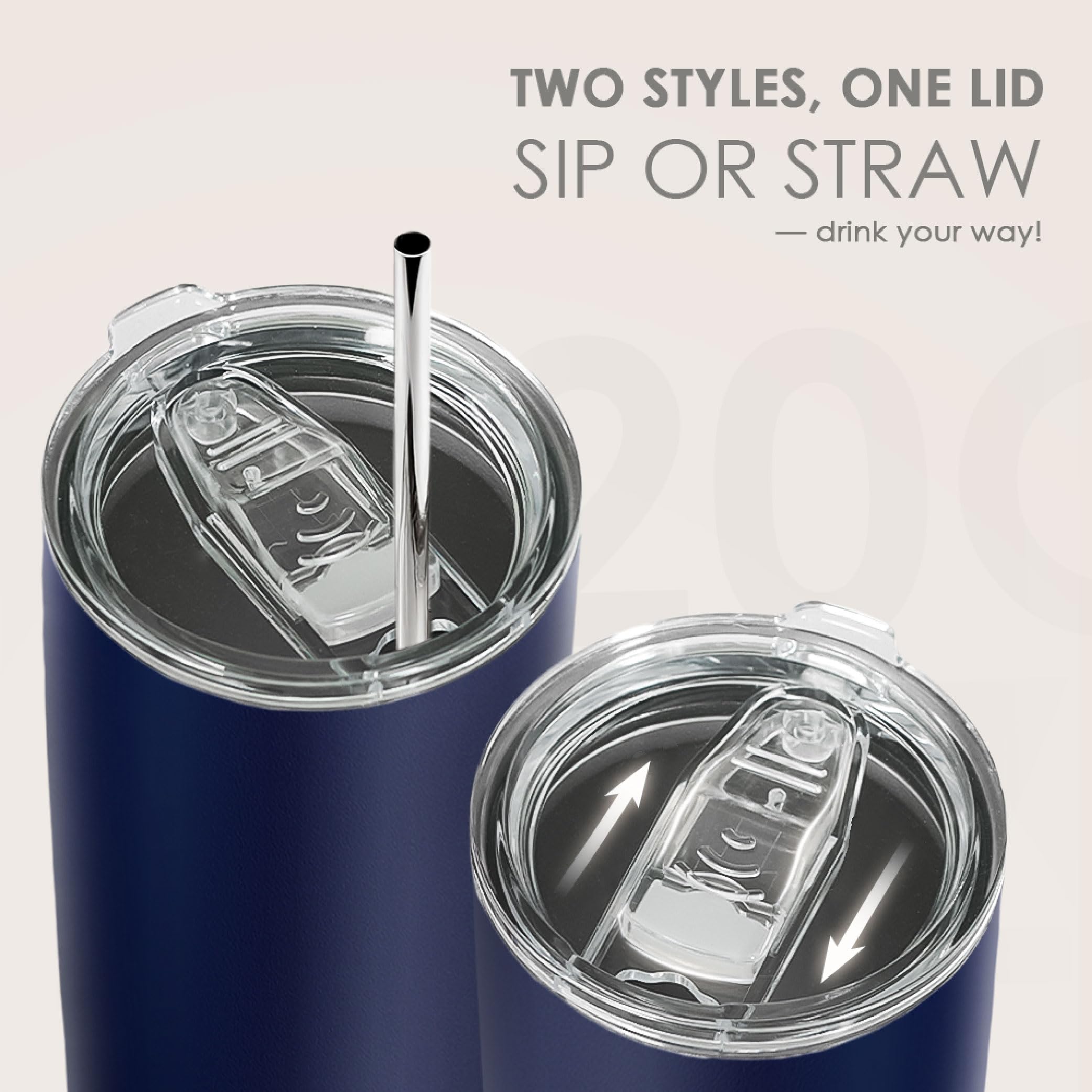 SANDJEST Navy Tumbler cup-holder-friendly profile fits most vehicles
