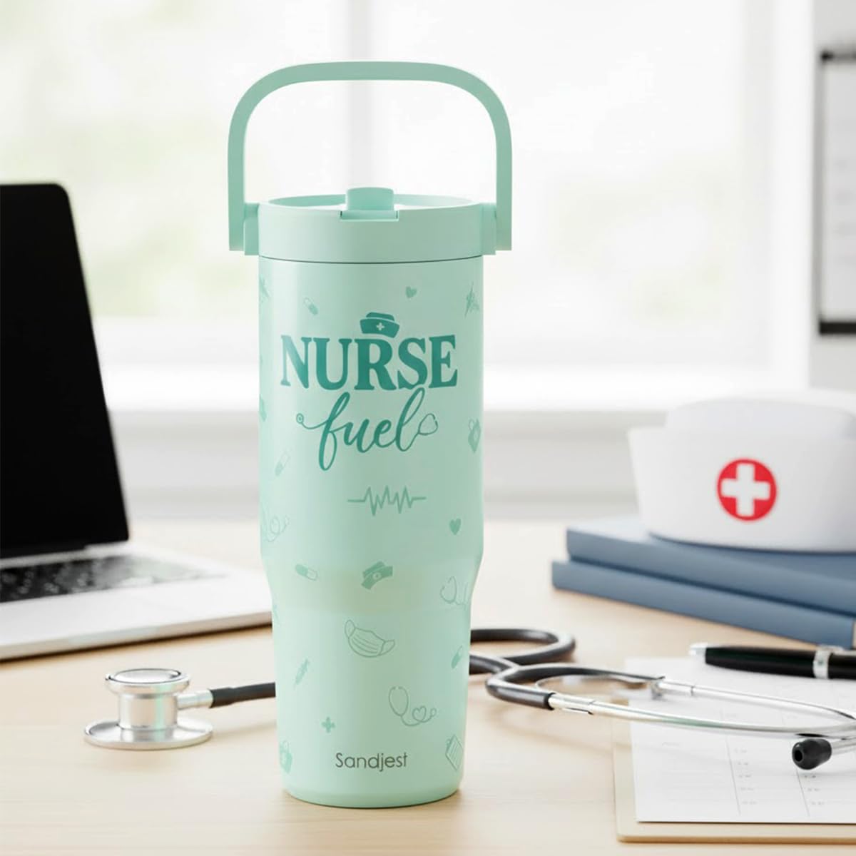 SANDJEST Nurse Fuel gift-ready tumbler for nurses and students.