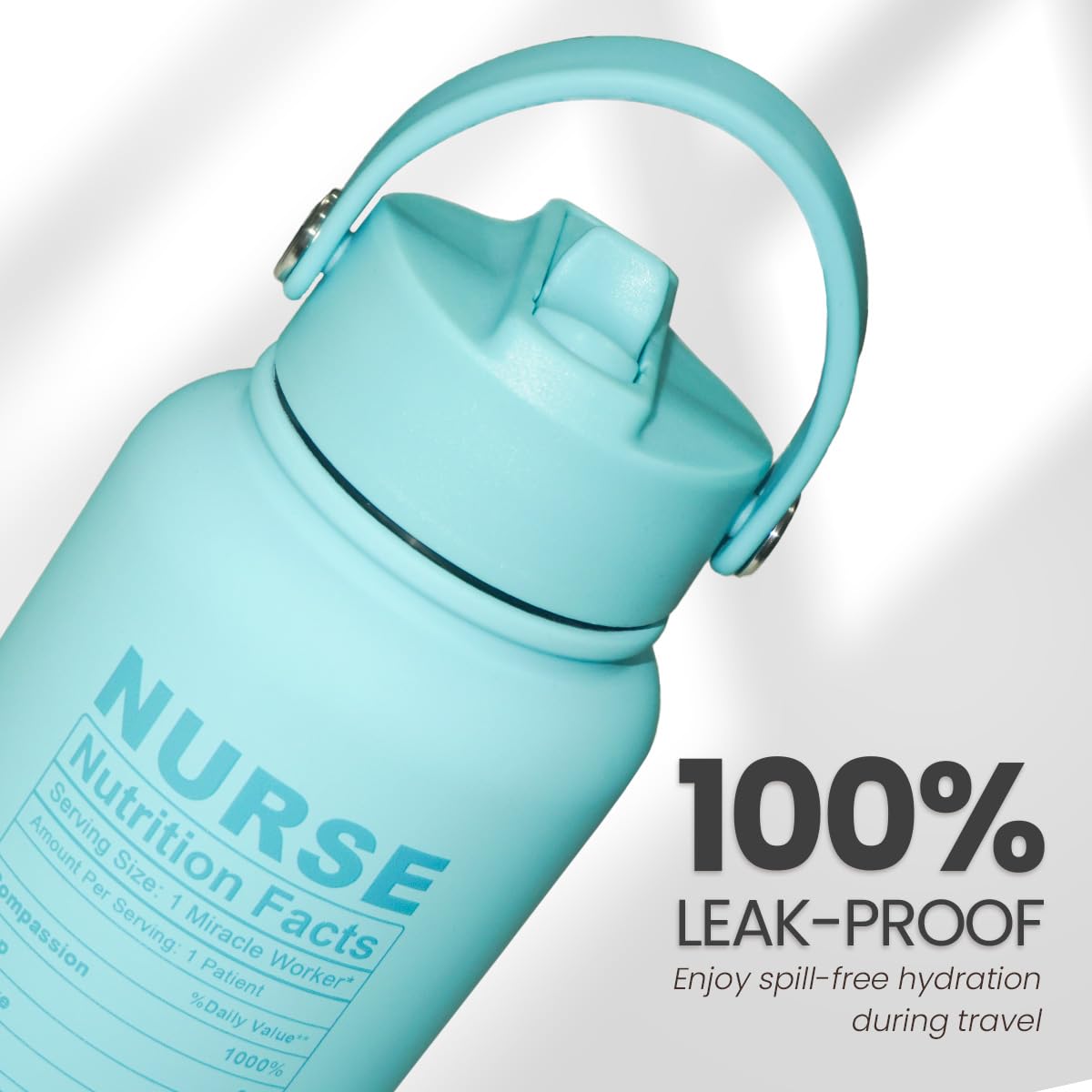 SANDJEST bottle back design highlights its sleek, portable profile.