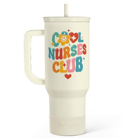 SANDJEST Nurse Tumbler 40oz with handle for on-the-go hydration
