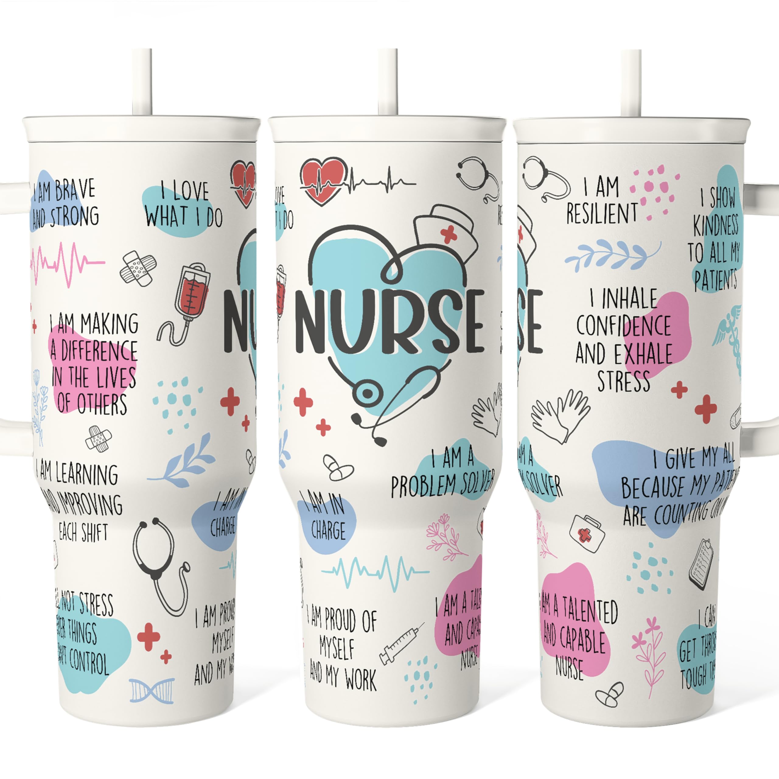 SANDJEST Nurse Tumbler with Handle offers easy grip for on-the-go hydration