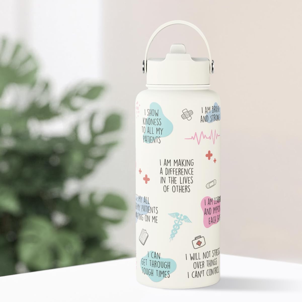 SANDJEST 32oz bottle supports hydration during long shifts.