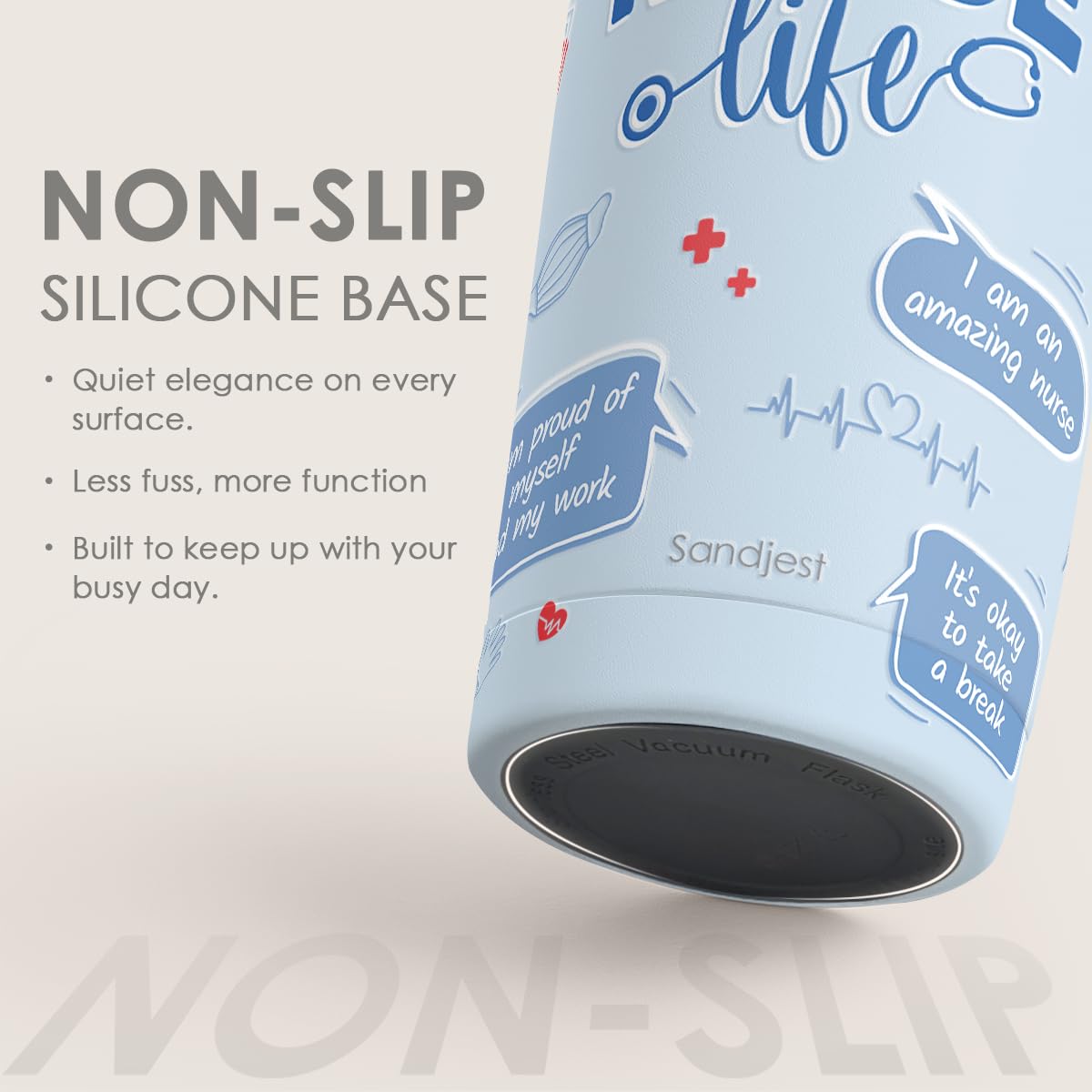 SANDJEST Nurses Tumbler designed for daily use at work or gym.