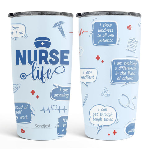 SANDJEST Nurses Tumbler with a stainless steel body, built for durable daily use.