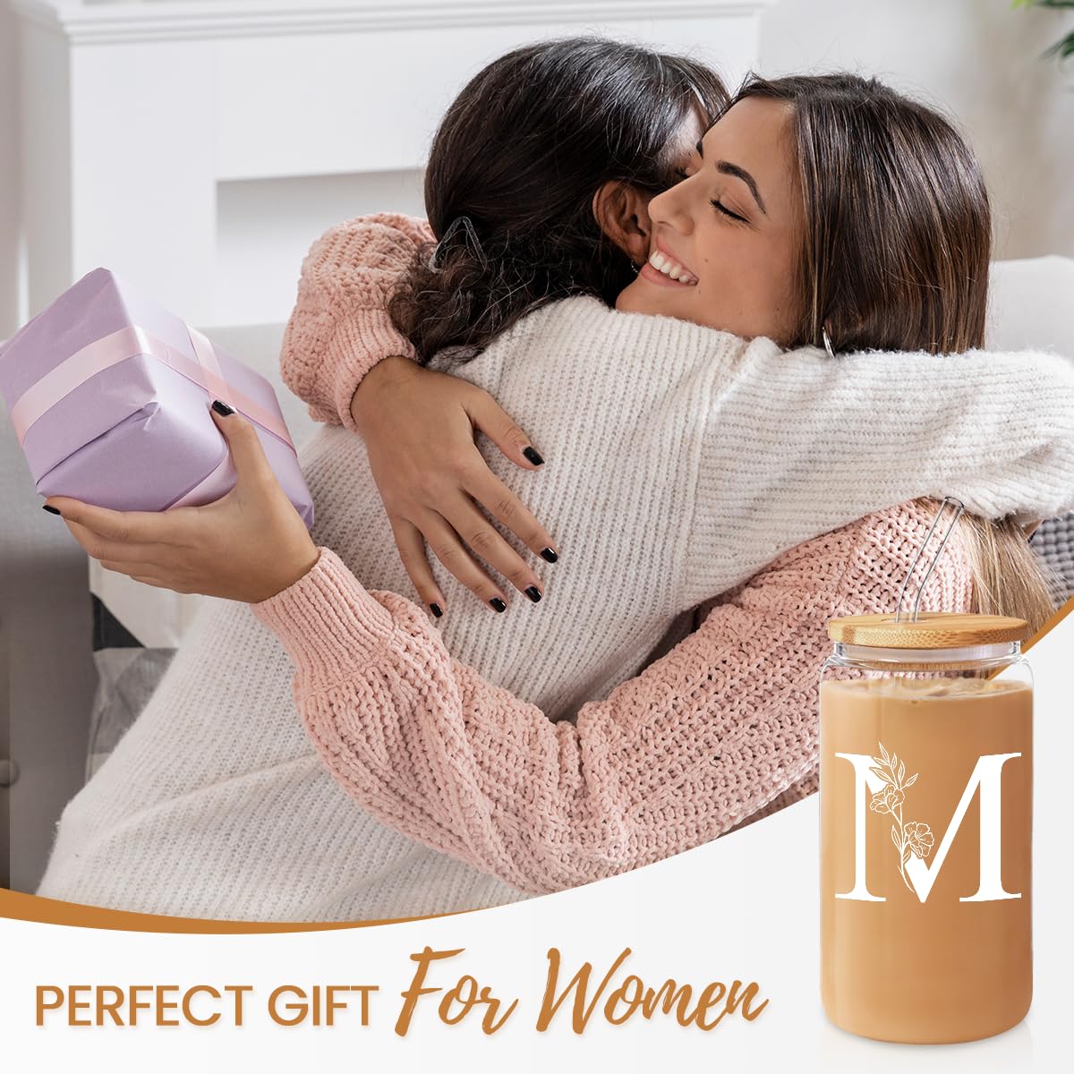 SANDJEST packaging includes bamboo lid and glass straw for a stylish eco-friendly gift.