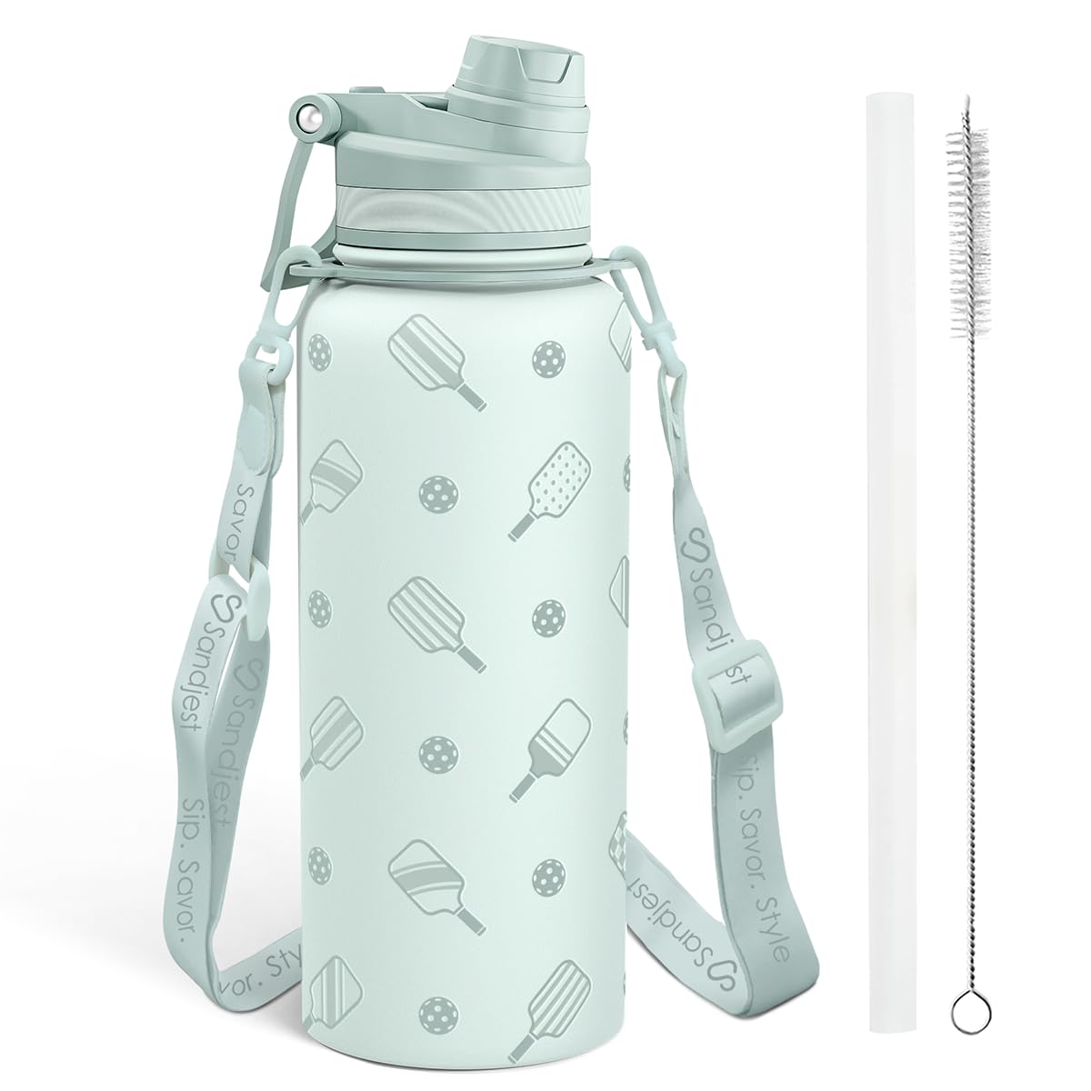 SANDJEST pickleball bottle strap close-up for durable hands-free carrying during activities.