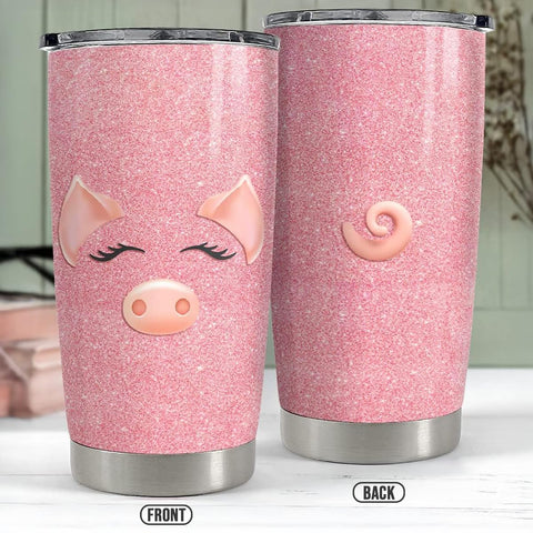 SANDJEST Pig Tumbler Glitter close-up showing sparkling finish for stylish sipping