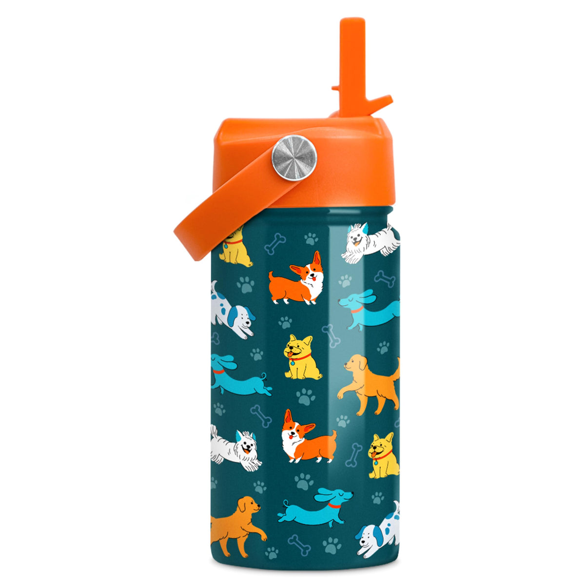 SANDJEST Puppy Water Bottle with straw lid for easy hydration on the go.