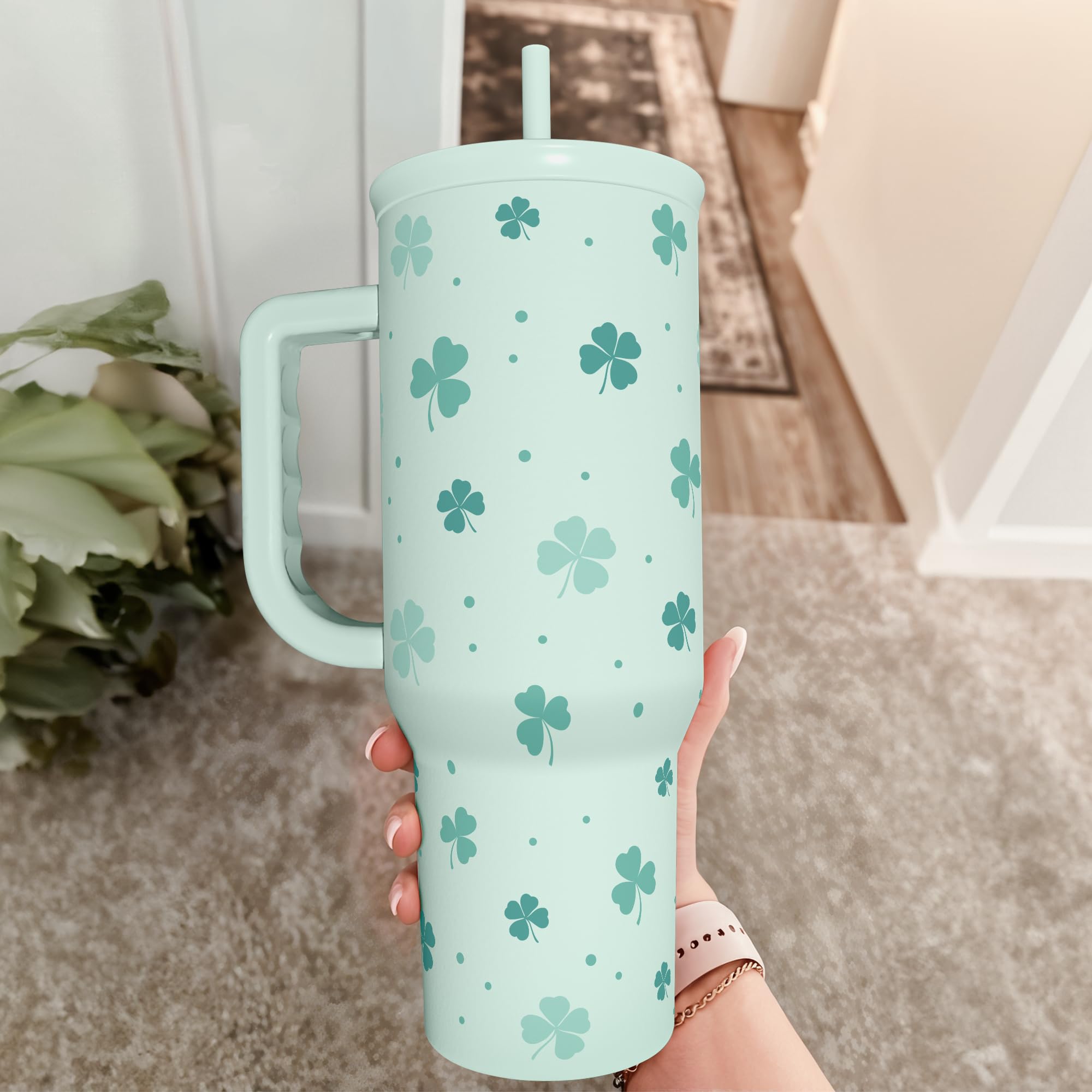 SandJest shamrock tumbler hand-wash recommended for finish