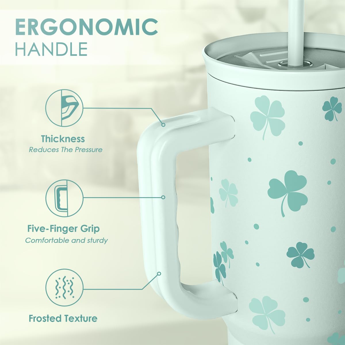 SandJest shamrock design tumbler ideal for travel gym or office