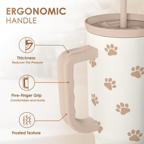 SANDJEST Paw Print with Slider Lid—easy one-handed sipping on the go