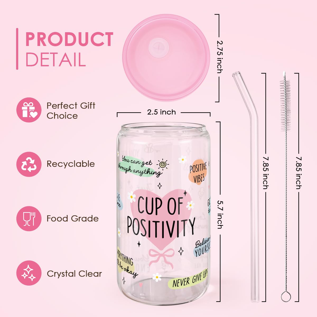 SANDJEST iced-coffee tumbler with clear glass and lid for easy sipping on the move