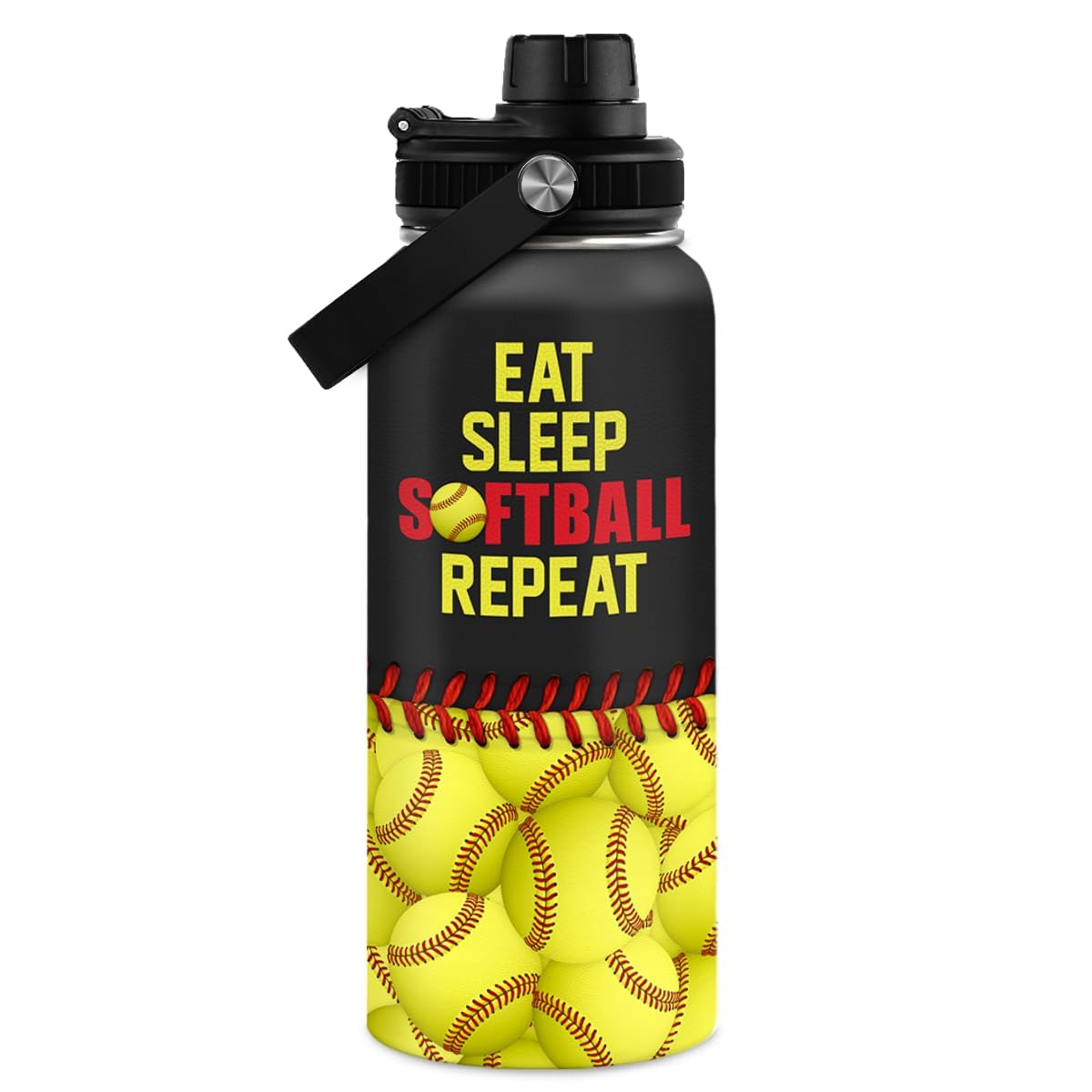Sandjest softball gift bottle 32oz backpack-fit keeps you hydrated on the go.