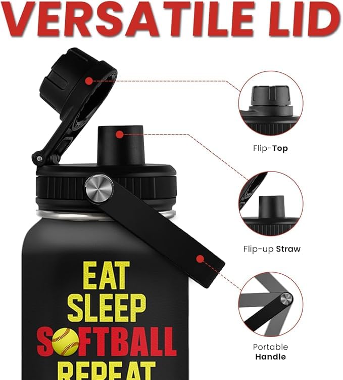 Sandjest softball gift bottle 32oz ergonomic grip for easy handling.