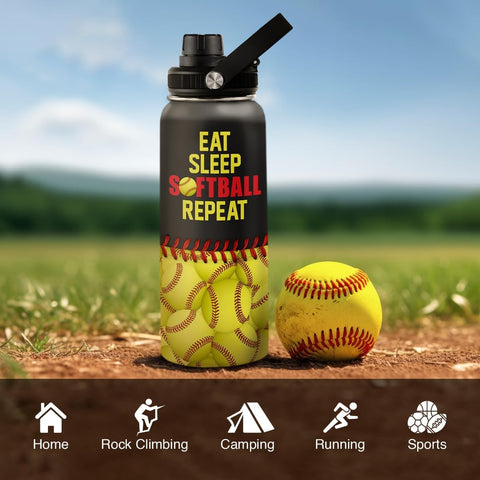 Sandjest softball gift bottle 32oz gym-workout companion keeps pace.