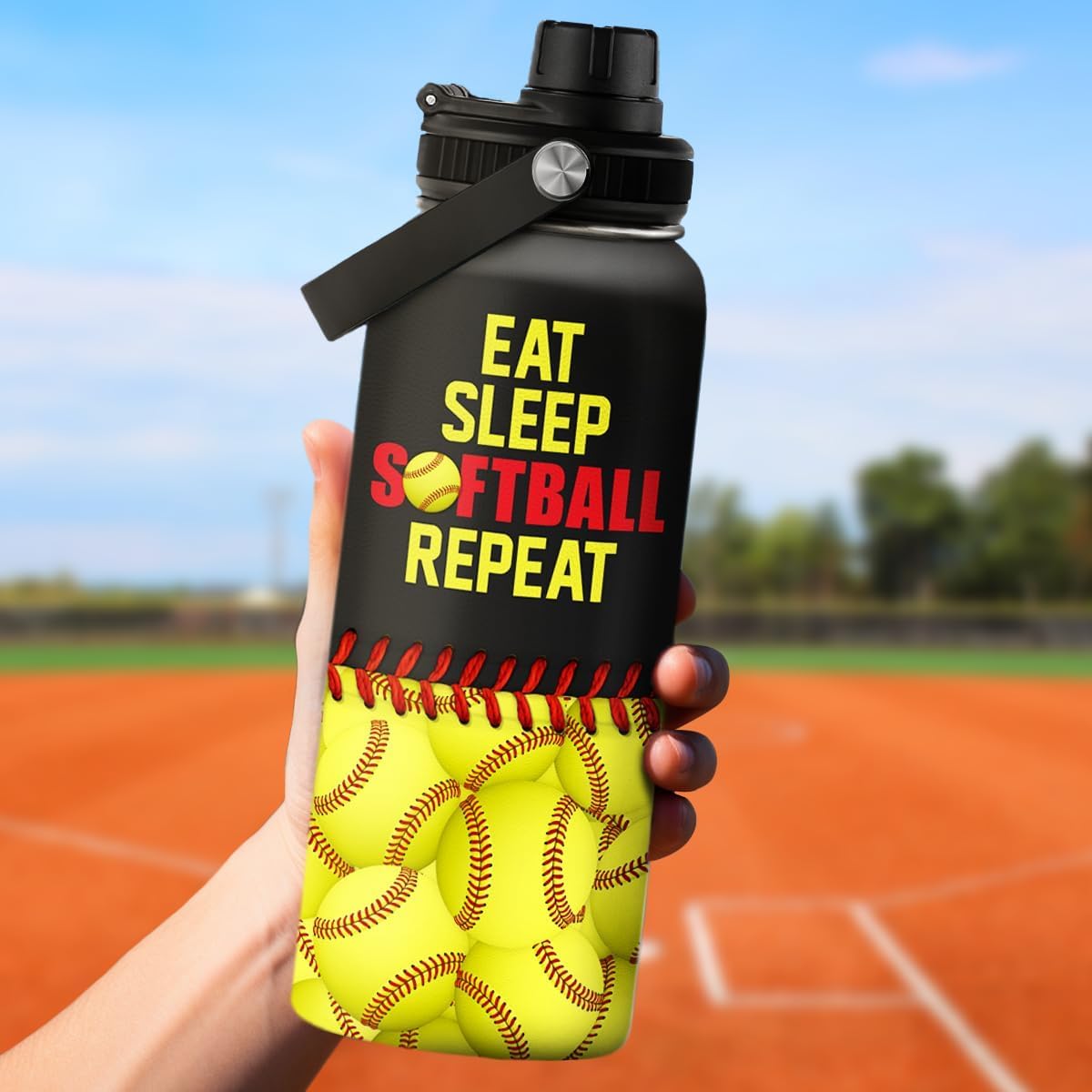 Sandjest softball gift bottle 32oz stylish-design option for fans.