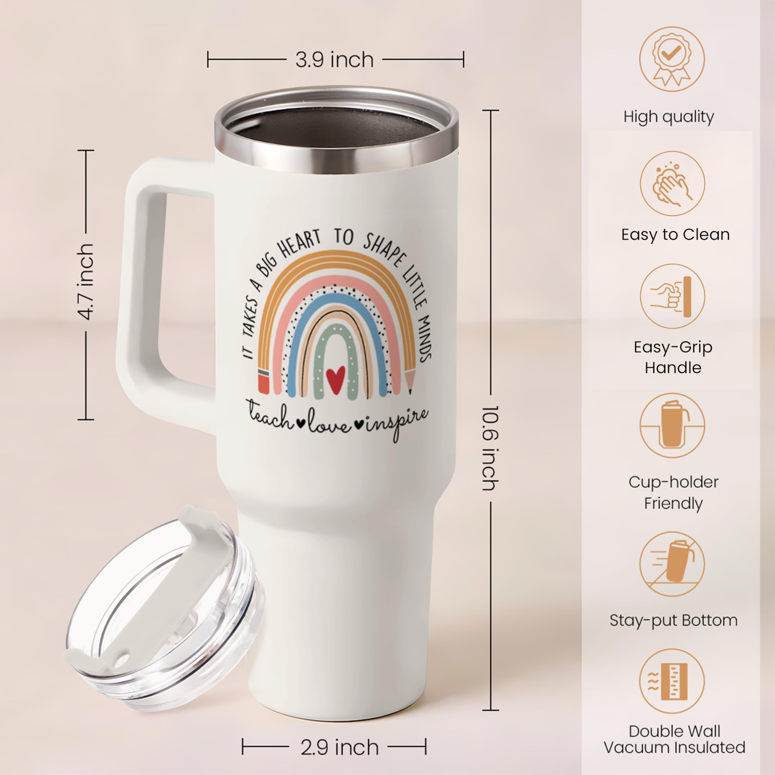 SANDJEST stainless steel double-wall 40oz tumbler maintains temperature during daily use.