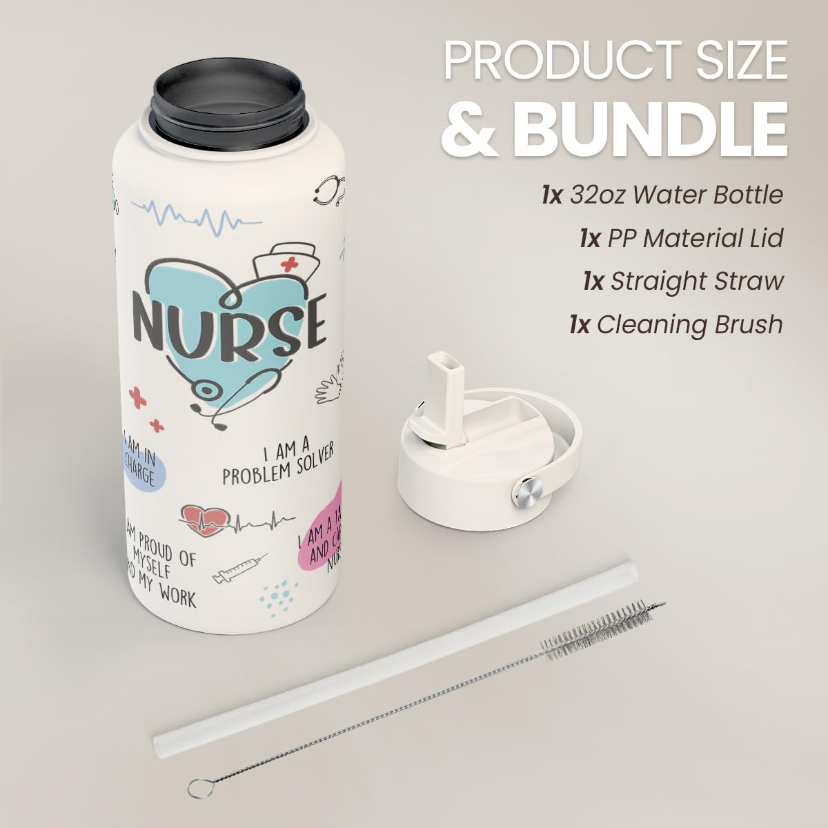 SANDJEST stainless steel bottle with ergonomic grip for easy handling.
