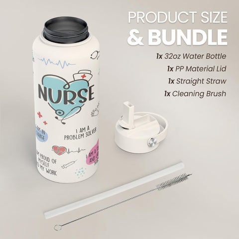 SANDJEST stainless steel bottle with ergonomic grip for easy handling.