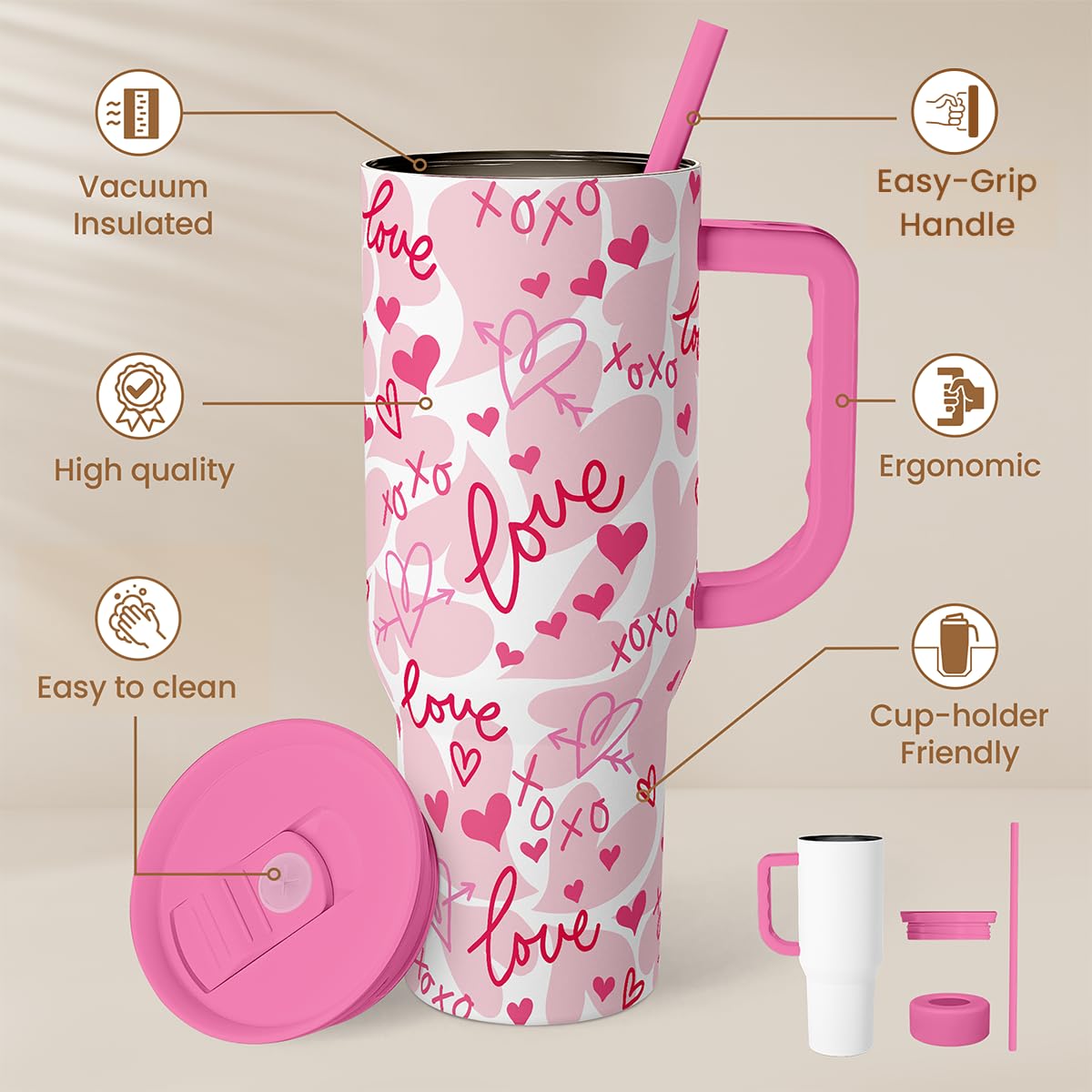 Sandjest insulated stainless steel 40oz tumbler keeps drinks hot or cold