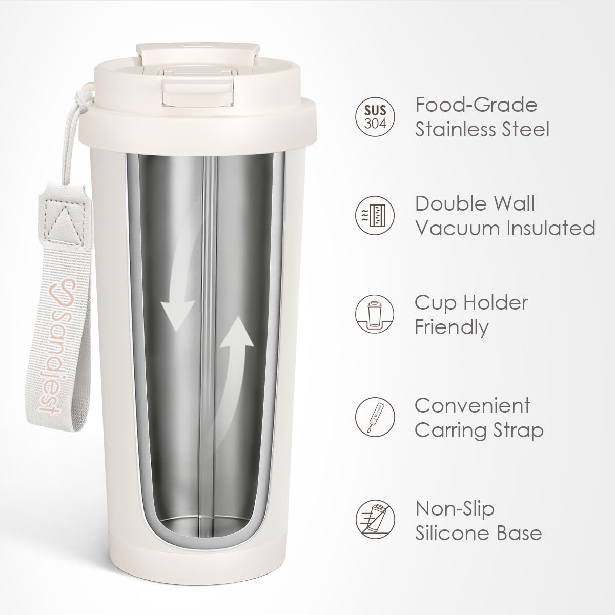SANDJEST stainless steel 18oz tumbler with durable finish for daily use
