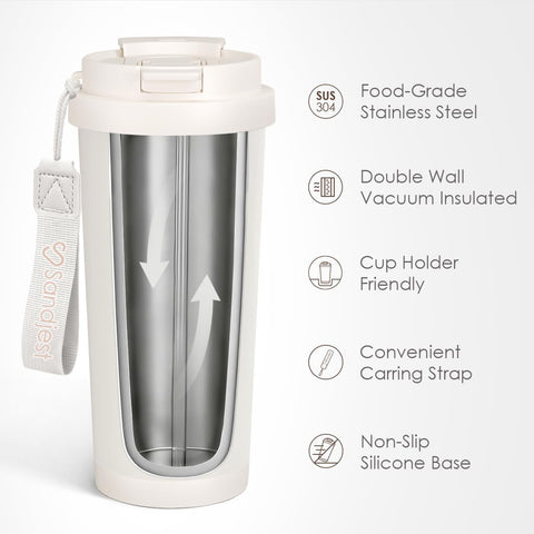 SANDJEST stainless steel 18oz tumbler with durable finish for daily use